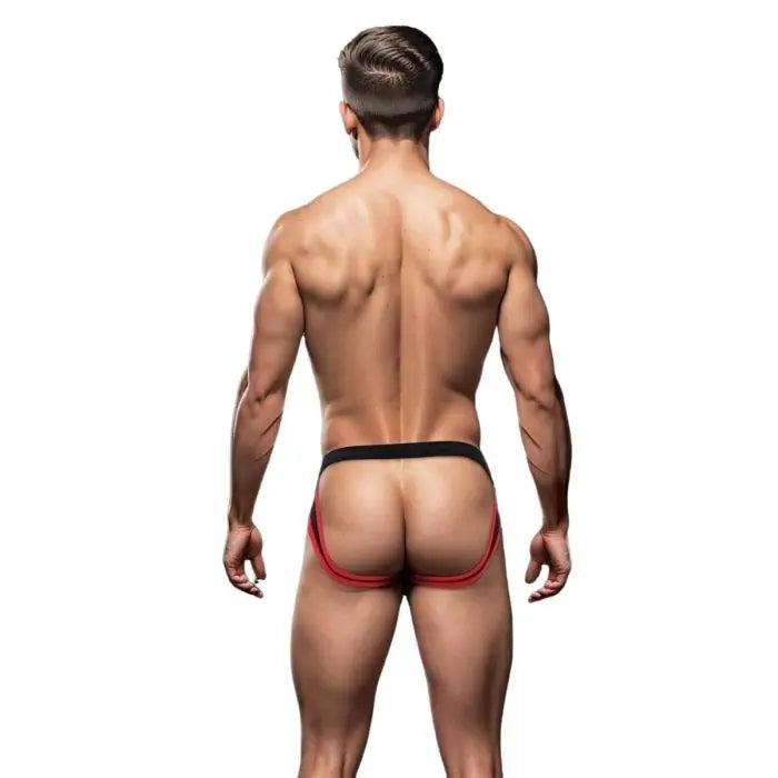 Envy Sport Mesh Jock Black rear view showing open back.