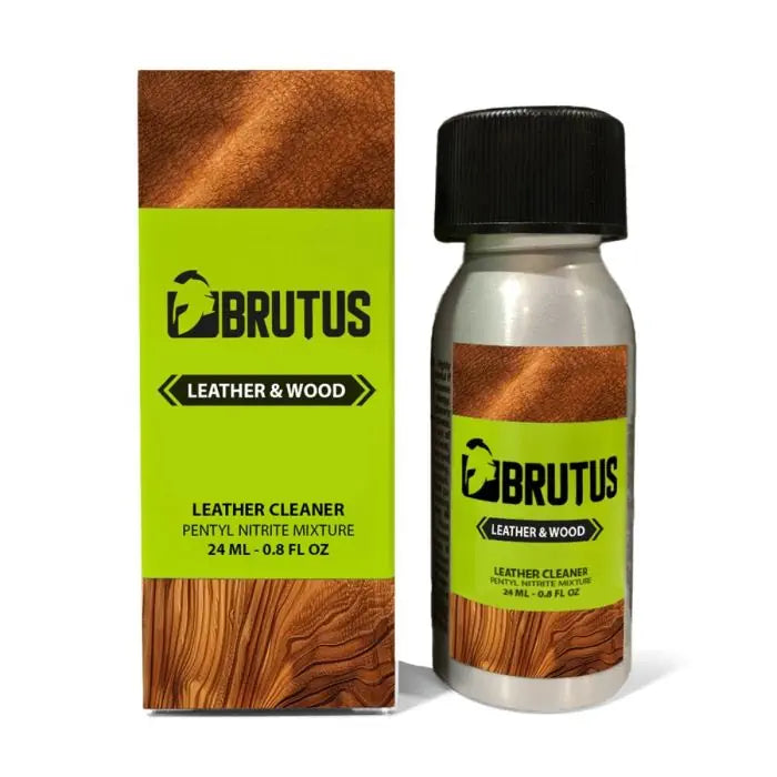 Brutus Leather and Wood 24ml extra-strong pentyl nitrite poppers bottle premium formula leather cleaner