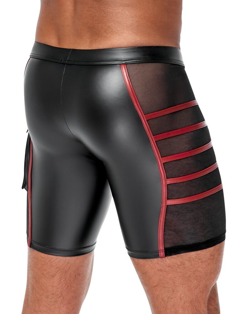 NEK Matte Look Zip Front Shorts with Mesh Black/Red