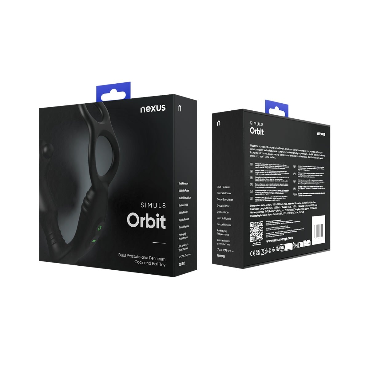 Nexus Simul8 Prostate And Perineum Massager Orbit Edition packaging front and back