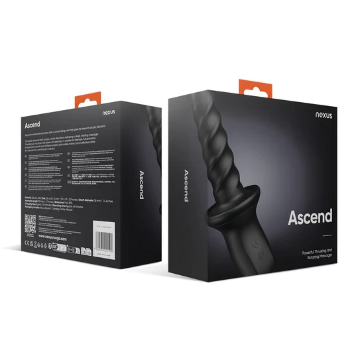 Nexus - Ascend Thrusting  Rotating Massager front and rear packaging