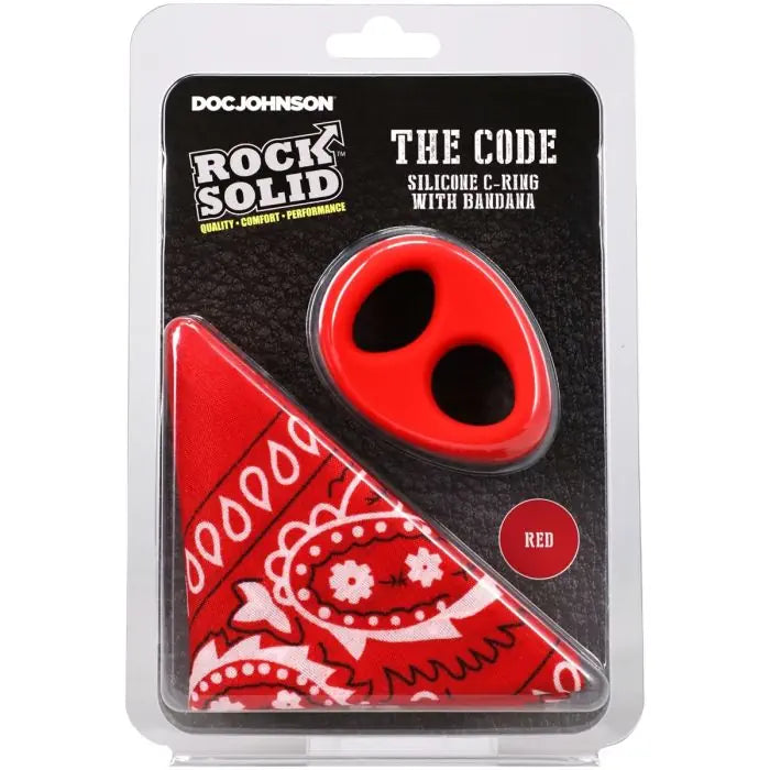 Rock Solid The Code Silicone Cock Ring & Bandana Red packaging