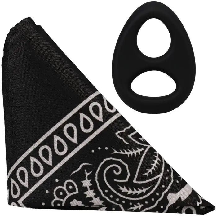 Rock Solid The Code Silicone Cock Ring & Bandana Black