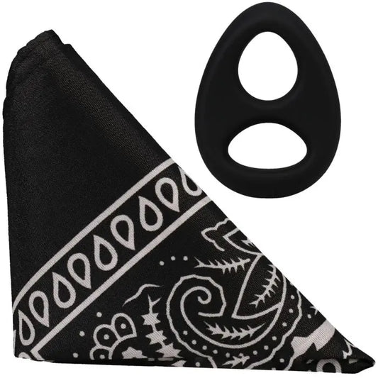 Rock Solid The Code Silicone Cock Ring & Bandana Black