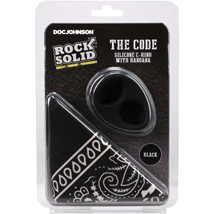 Rock Solid The Code Silicone Cock Ring & Bandana Black
