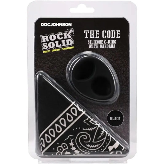 Rock Solid The Code Silicone Cock Ring & Bandana Black