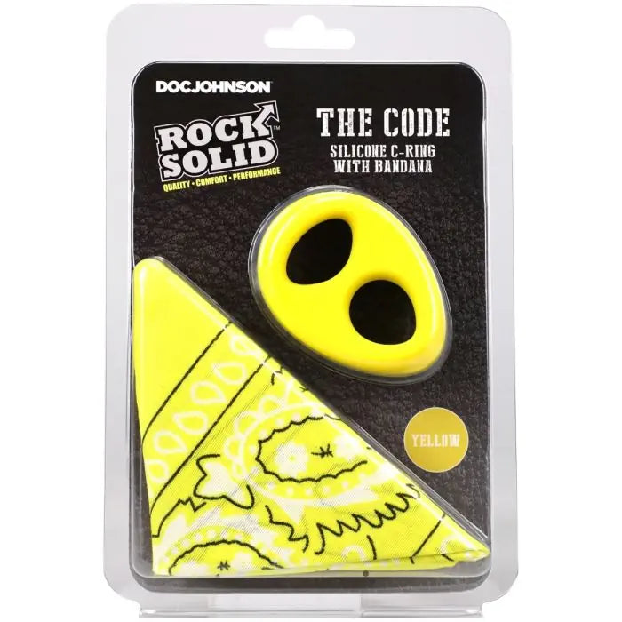 Rock Solid The Code Silicone Cock Ring & Bandana Yellow packaging front