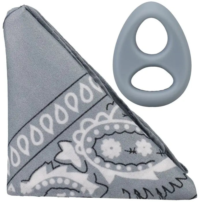 Rock Solid The Code Silicone Cock Ring & Bandana Grey