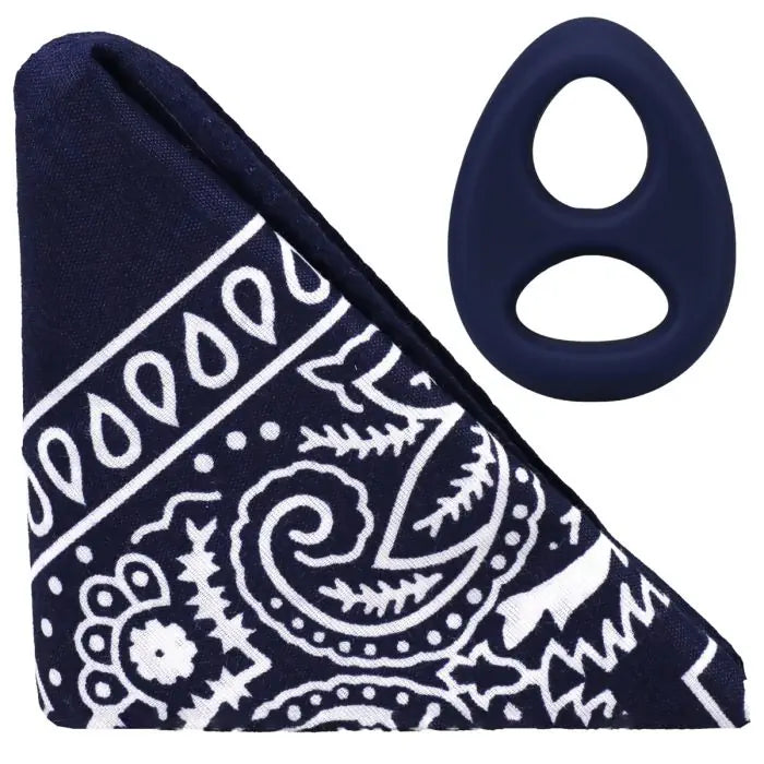 Rock Solid The Code Silicone Cock Ring & Bandana Navy Blue