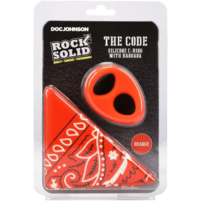 Rock Solid The Code Silicone Cock Ring & Bandana Orange front packaging