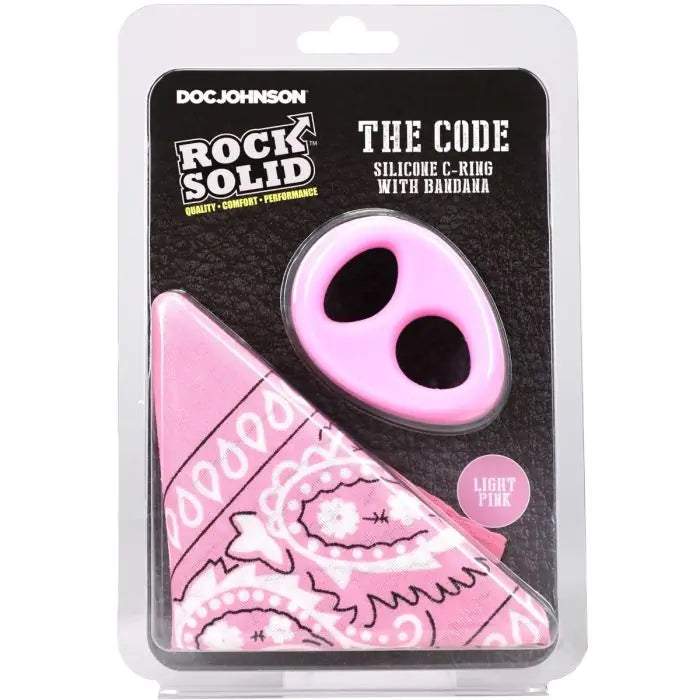 Rock Solid The Code Silicone Cock Ring & Bandana Light Pink packaging front