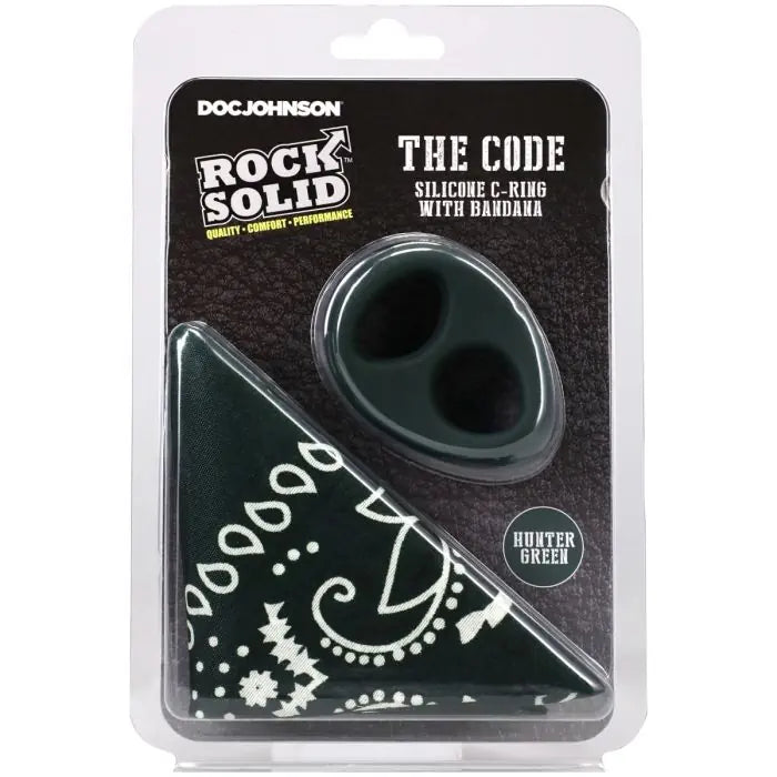 Rock Solid The Code Silicone Cock Ring & Bandana Hunter Green front packaging