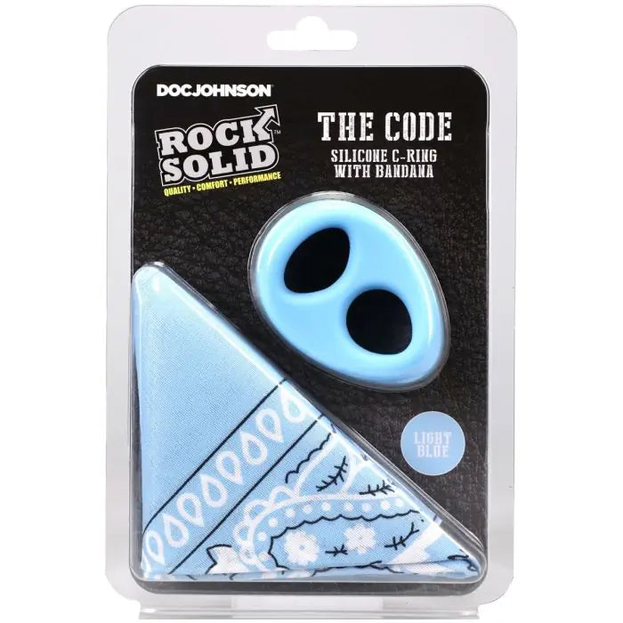 Rock Solid The Code Silicone Cock Ring & Bandana Light Blue front packaging