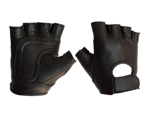 Mister B Leather Fingerless Gloves Black (8182646472943)