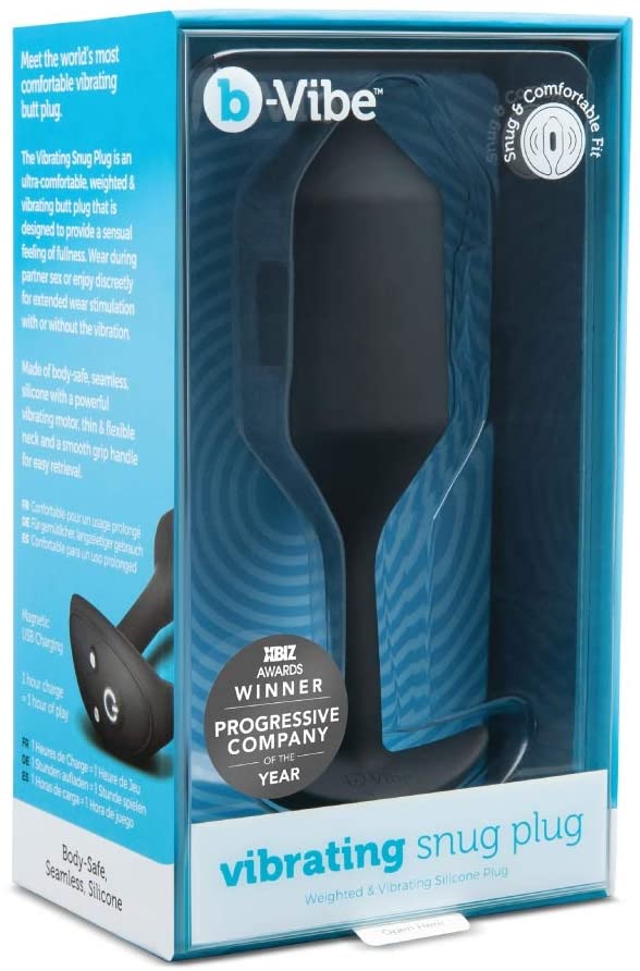 b-Vibe Snug Plug 5 Vibrating Weighted Silicone Butt Plug Black (8182613639407)
