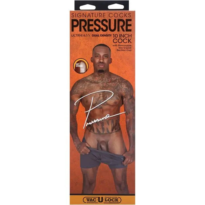 Signature Cocks - Pressure - 10 Inch ULTRASKYN Cock with Removable Vac-U-Lock Suction Cup packaging