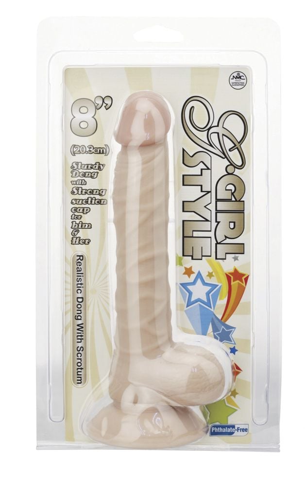 Nanma Realistic Dong With Suction Base Flesh 8in packaging