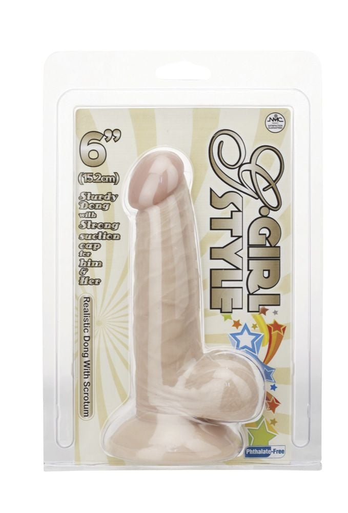 Nanma Realistic Dong With Suction Base Flesh 6in packaging
