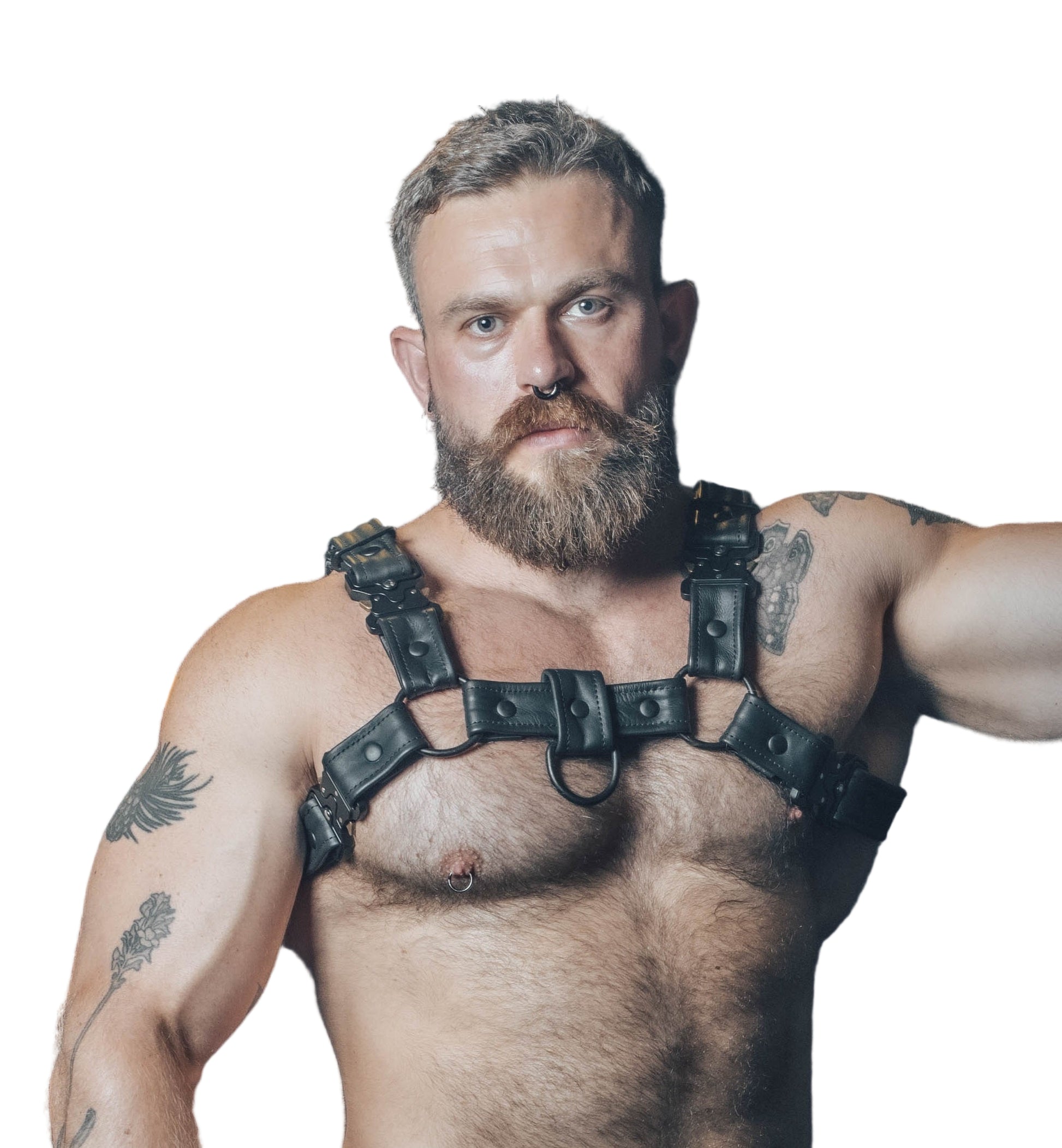 Prowler RED Leather Bull Harness with Black Fittings Gay Men's Fetish Leather
