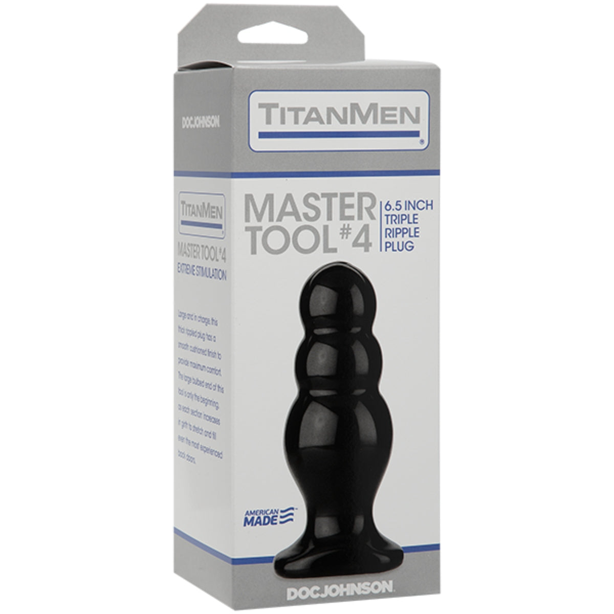 Titan Men Master Tool 4 Triple Ripple Butt Plug Black (8182632087791)