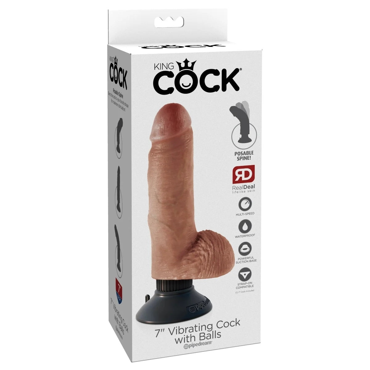 King Cock Vibrating Cock Dildo With Balls Tan 7 Inch