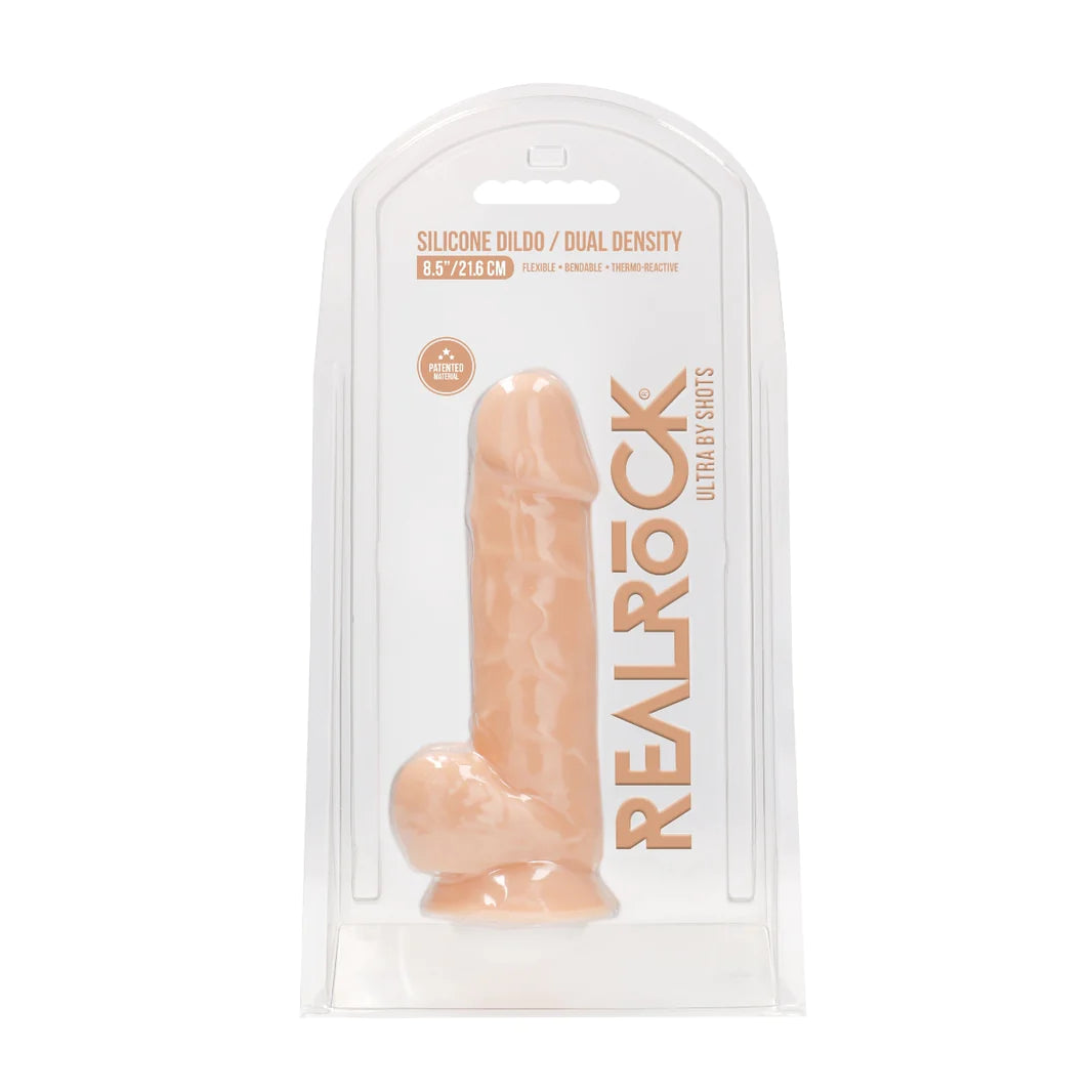 Real Rock Silicone Ultra Dual Density Dildo with Balls 9"