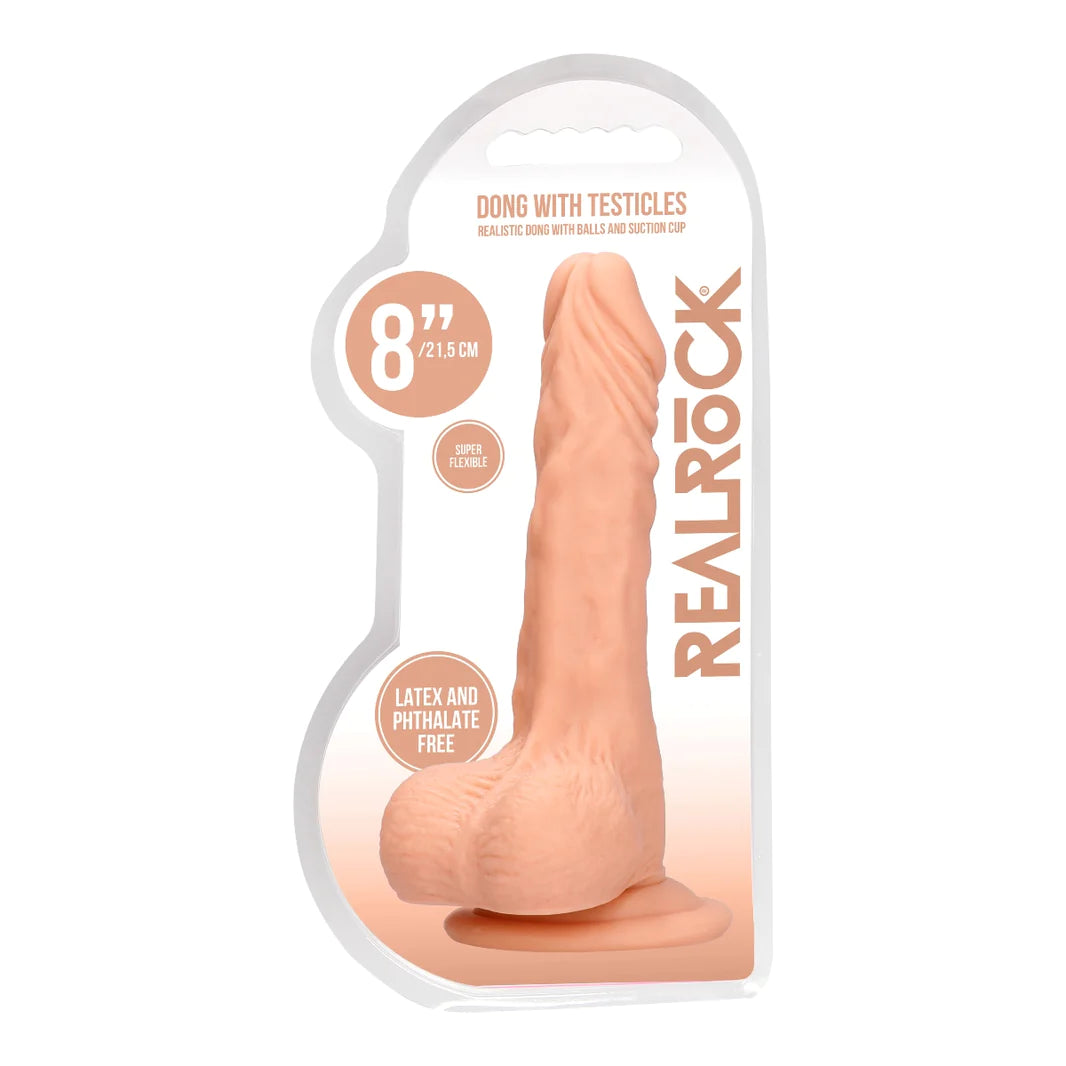 Real Rock Dong with Balls and Suction Cup 8"