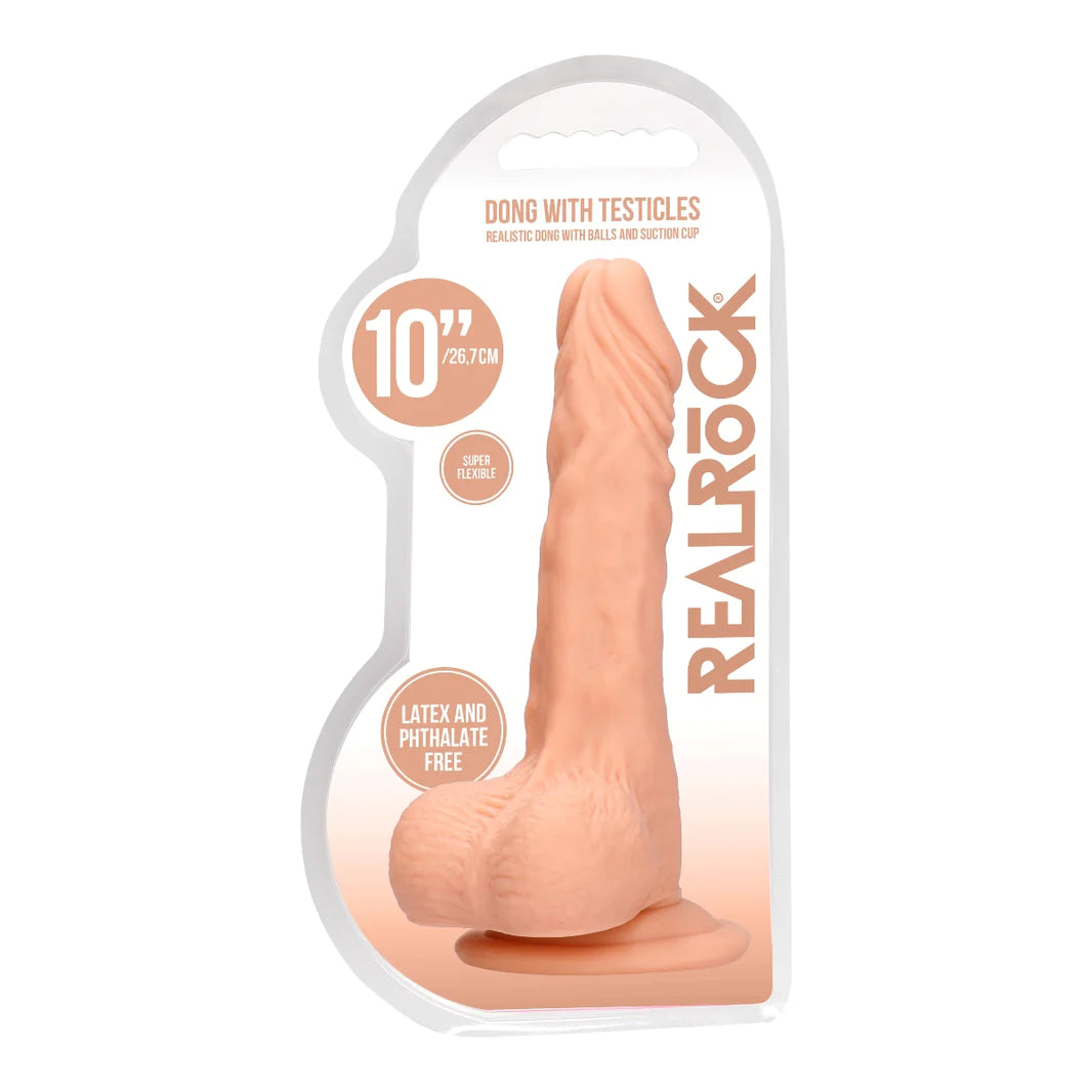 Real Rock Dong with Balls and Suction Cup 10"