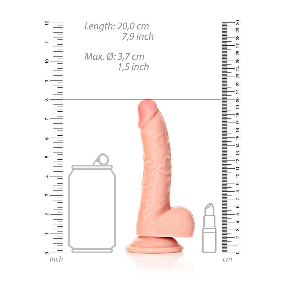 Real Rock Curved Realistic Dildo with Balls and Suction Cup 7"