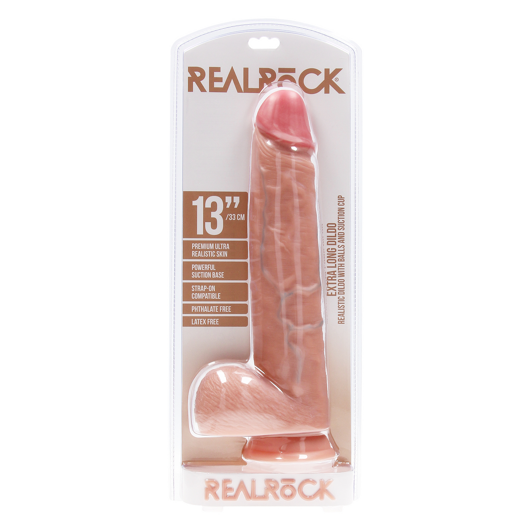 Real Rock Realistic Extra Long Dildo with Balls and Suction Cup 13"