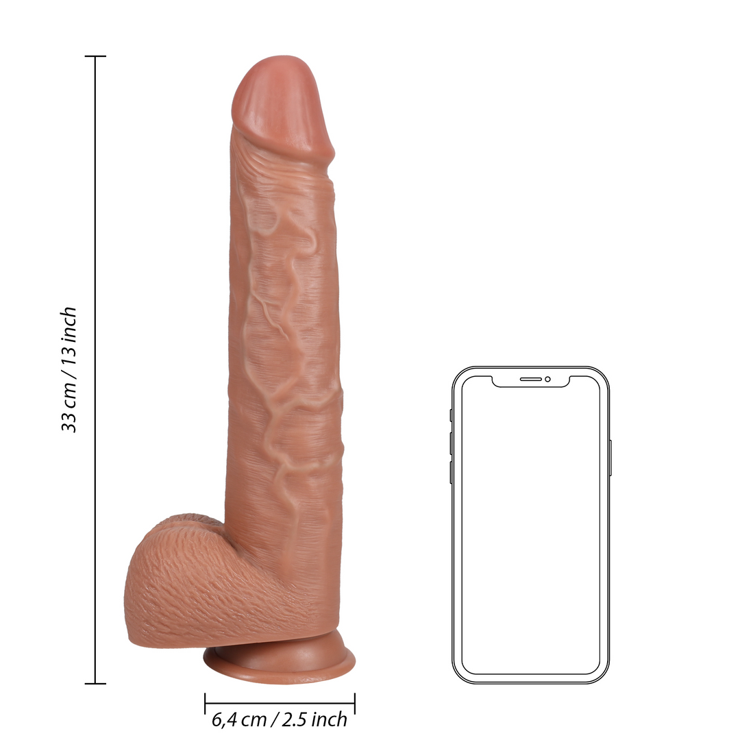 Real Rock Realistic Extra Long Dildo with Balls and Suction Cup Tan 13"