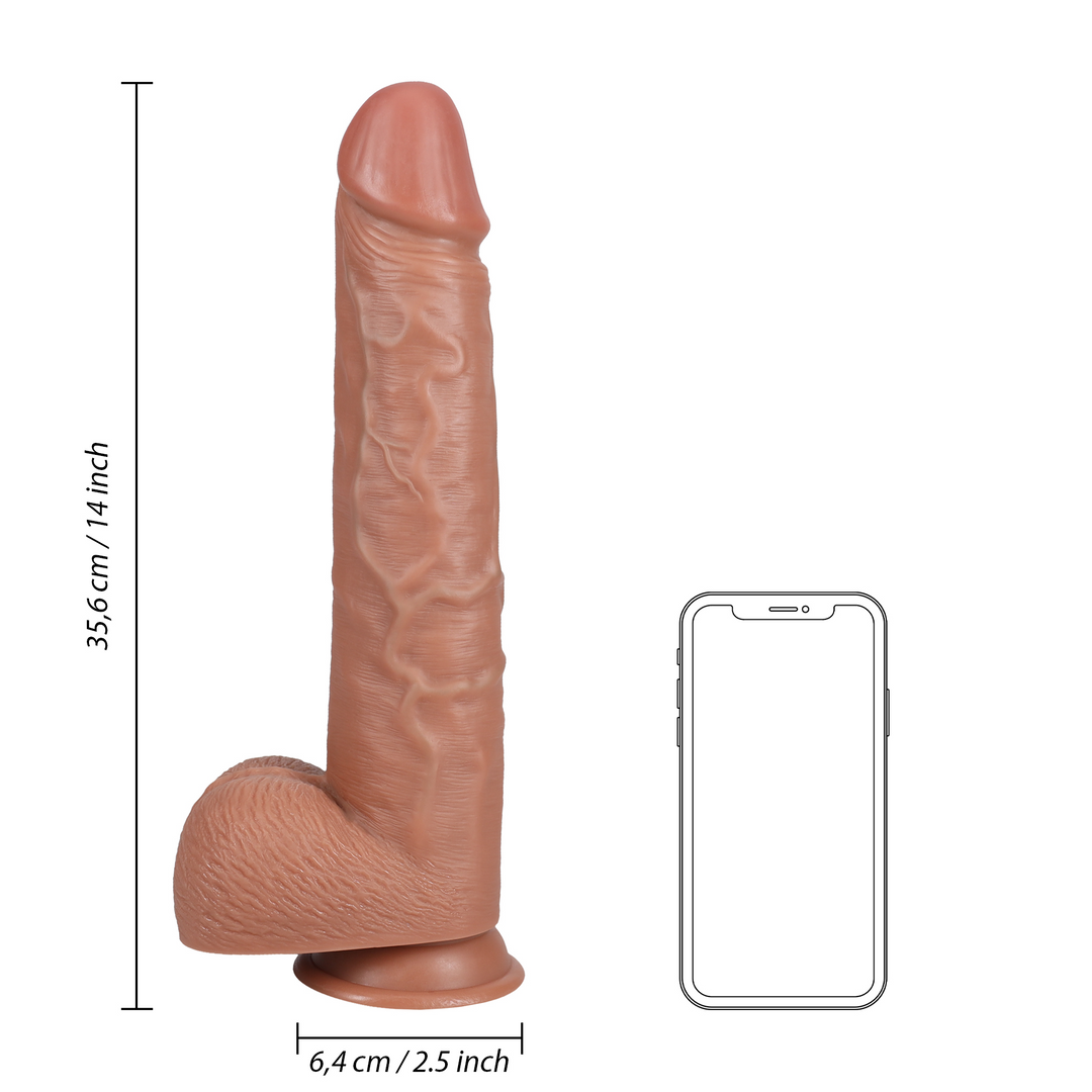 Real Rock Realistic Extra Long Dildo with Balls and Suction Cup Tan 14"