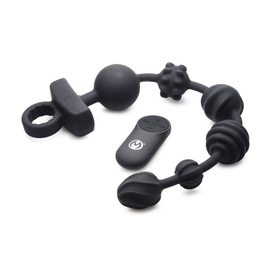 10X Dark Rattler Vibrating Silicone Anal Beads with Remote (8084955267311)