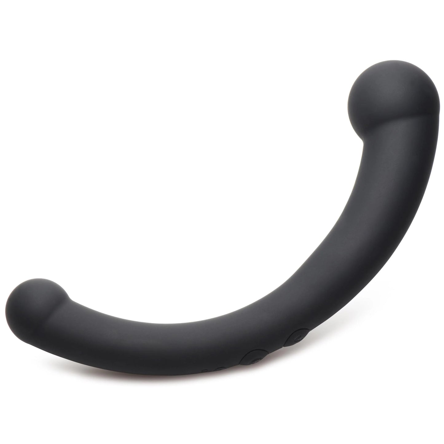 Master Series 10X Vibra-Crescent Vibrating Silicone Dual Ended Dildo profile on white background