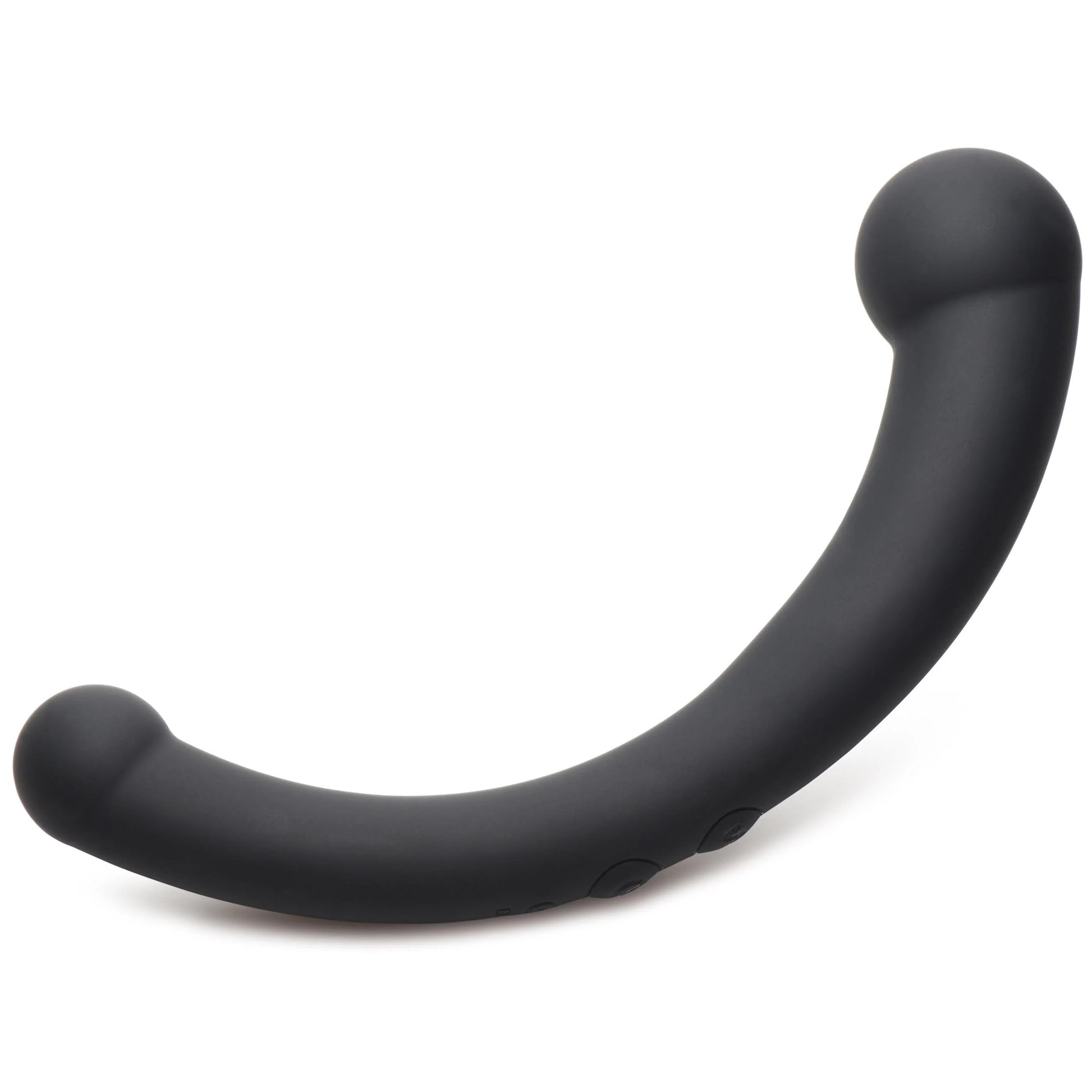 Master Series 10X Vibra-Crescent Vibrating Silicone Dual Ended Dildo profile on white background