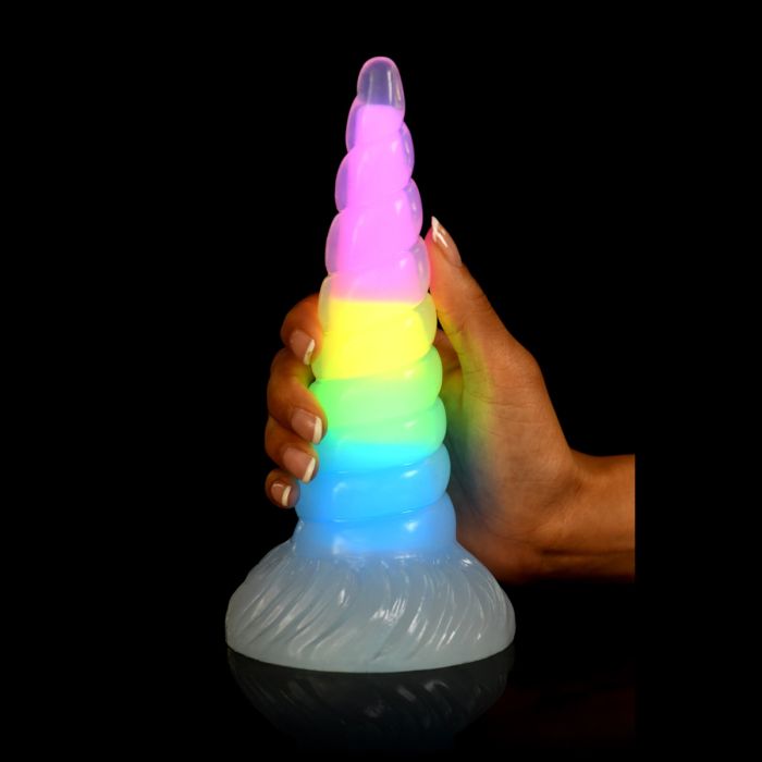 Creature Cocks Uni-Glow Glow-in-the-Dark Rainbow Silicone Dildo