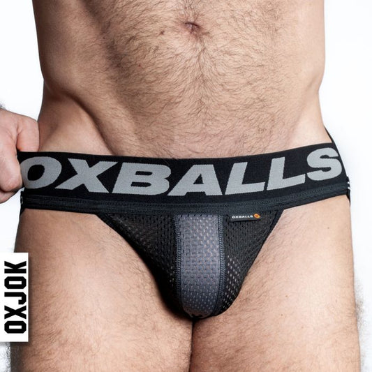 Oxballs Airmesh Upthrust Slider-Strap Jock Strap Tar Black