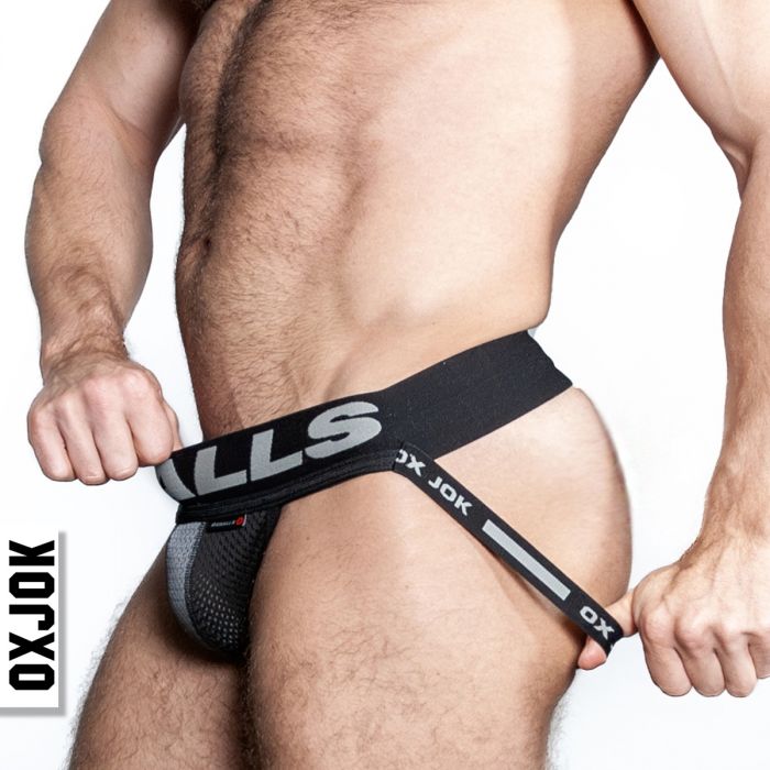 Oxballs Airmesh Upthrust Slider-Strap Jock Strap Tar Black