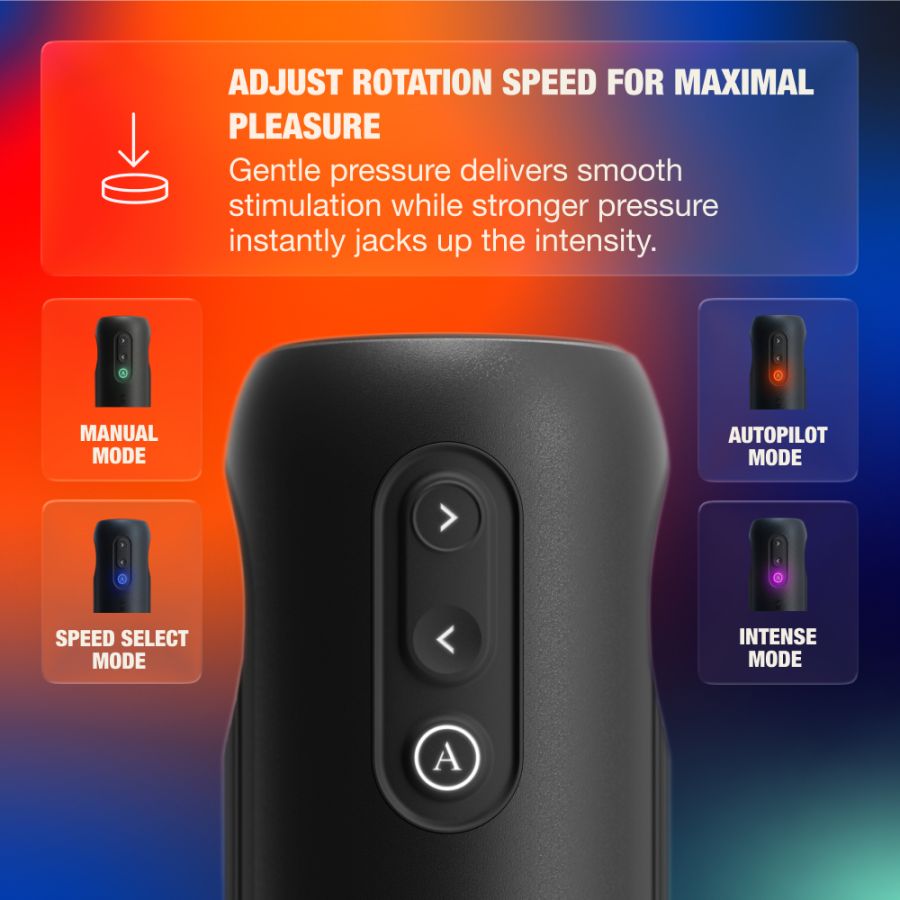 Arcwave Orbit Rotating Male Masturbator feature graphic highlighting adjustable rotation speed for maximum pleasure