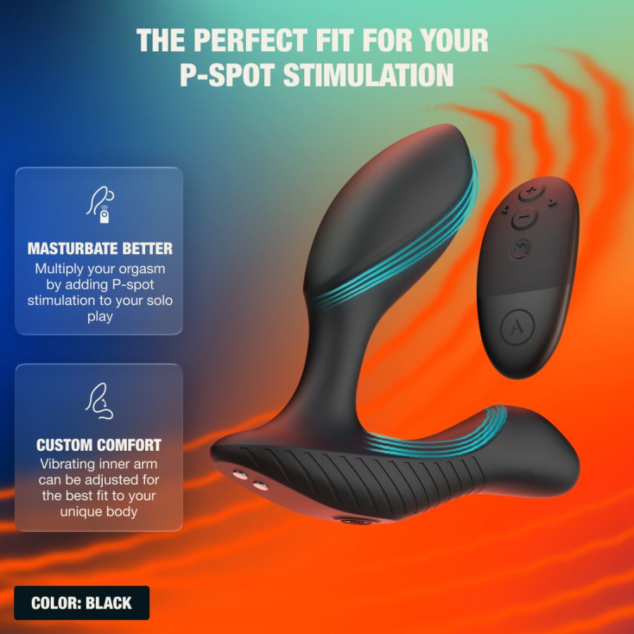 Arcwave Perk Prostate Massager with Remote Control graphic highlighting the perfect fit for you P-spot stimulation.