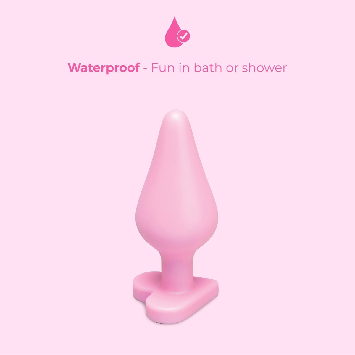 b-Vibe Butties B Mine plug graphic explaining waterproof fun in the bath