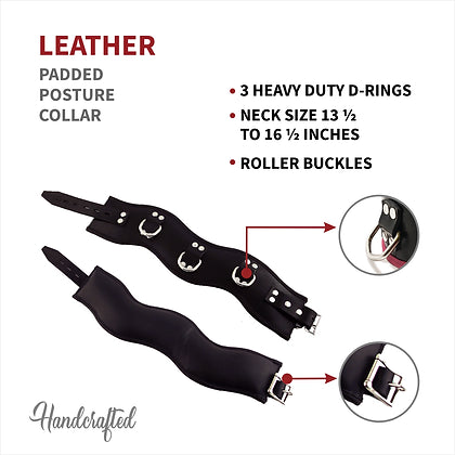 Rouge Leather Padded Posture Collar Black