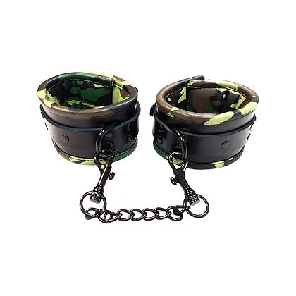 Rouge Leather Padded Wrist Cuffs with Black/Camo