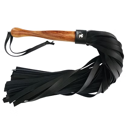 Rouge Vegan Fetish Play Wooden Handle Flogger Black or Red
