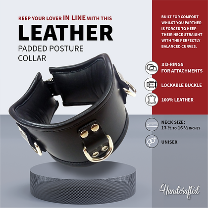 Rouge Leather Padded Posture Collar Black