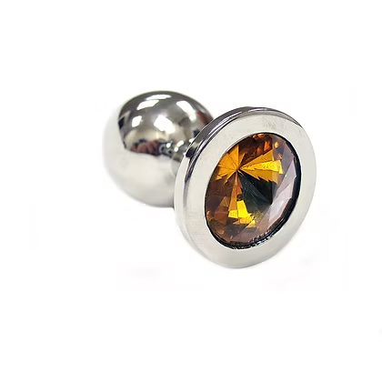 Rouge Stainless Steel Butt Plug Yellow Crystal Large
