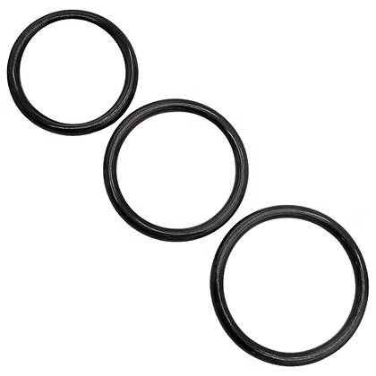 Rouge stainless steel cock ring set black 3 piece 45mm 50mm 55mm plasma coated
