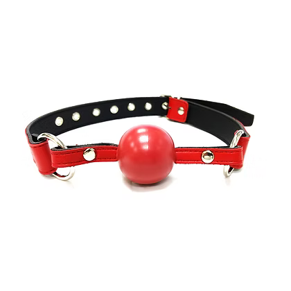Rouge Classic Leather Ball Gag Red with Red Ball