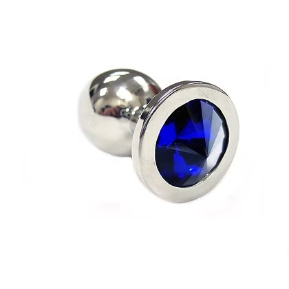 Rouge Stainless Steel Butt Plug Blue Crystal Large