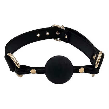 Rouge Classic Leather Ball Gag Black Gold